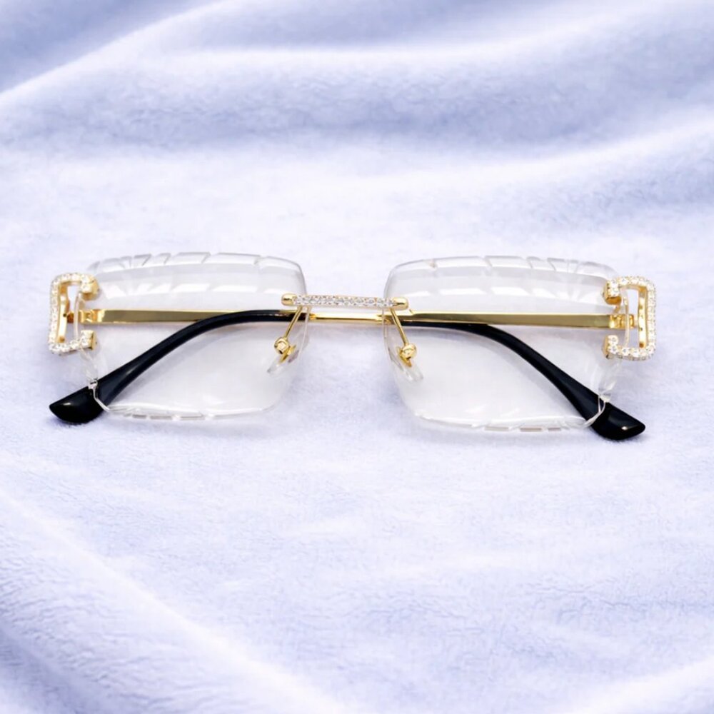 Moissanite Iced-Out Designer Glasses | Pass Diamond Tester | Multiple Colors